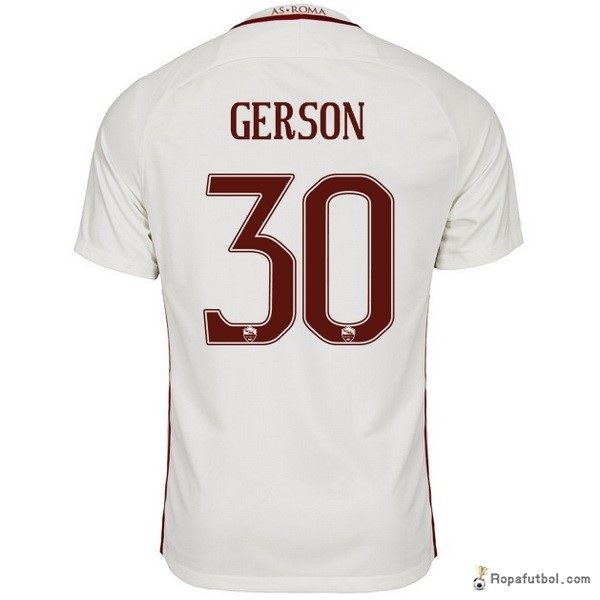 Camiseta As Roma Replica Segunda Ropa Gerson 2016/17 Blanco